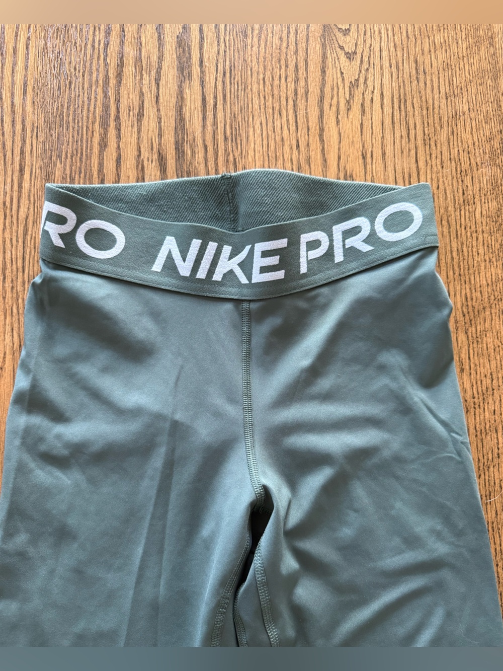 Nike Pro Olive Green Logo Waistband Leggings